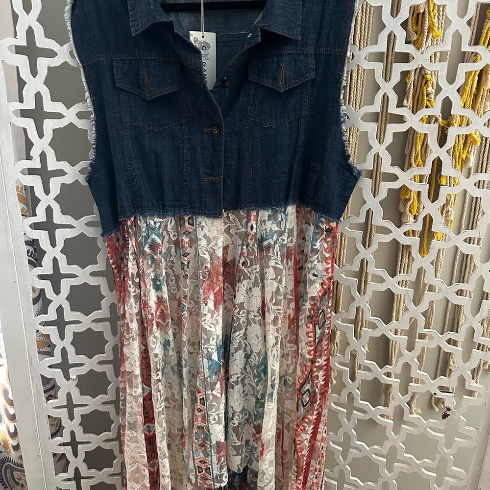 Denim and Floral Button Down Shirt
